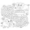 Maze or Labyrinth Game. Puzzle. Tangled road. Coloring Page Outline Of cartoon pig or swine with little piglet. Farm animals with