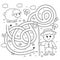 Maze or Labyrinth Game. Puzzle. Tangled road. Coloring Page Outline Of cartoon shepherd with sheep. Farm animals. Coloring book
