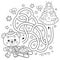 Maze or Labyrinth Game. Puzzle. Tangled Road. Coloring Page Outline Of little bear with Christmas tree. New year. Christmas.