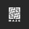 Maze logo square geometric shape symbol, labyrinth form creative minimal design