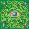 Maze - mole, leisure activity, game, vector illustration