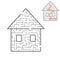 Maze is a nice house. Game for kids. Puzzle for children. Cartoon style. Labyrinth conundrum. Black and white vector illustration