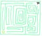 Maze number seven, very easy, fluorescent green, vector graphic