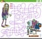 Maze puzzle with cartoon zombies on Halloween time