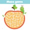 Maze puzzle. Help caterpillar go through apple. Activity for and kids. educational children game. Insects theme worksheet