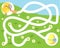 Maze puzzle. Help Chicken find eggs. Easter egg hunt Activity for and kids. educational children game