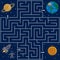 Maze puzzle rocket and planet Earth