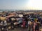 MBour, Senegal- April 25 2019: Unidentified Senegalese men and women at the fish market in the port city near Dakar. There are