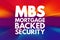 MBS - Mortgage Backed Security acronym, business concept background