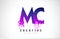 MC M C Purple Letter Logo Design with Liquid Effect Flowing