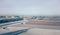 Mccarran airport and las vegas skyline in nevada desert