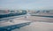 Mccarran airport and las vegas skyline in nevada desert