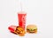 McDonald`s food isolated includes Big Mac, French Fries and Coca