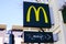 Mcdonalds drive text Sign and brand logo front of Mc`donalds famous shop fastfood