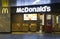 McDonalds restaurant view. Mc Donald cafe facade