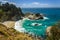 Mcway Falls beach waterfall on the Big Sur Coast of California