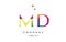 md m d creative rainbow colors alphabet letter logo icon