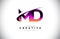 MD M D Grunge Letter Logo with Purple Vibrant Colors Design. Creative grunge vintage Letters Vector Logo