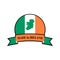 Mde in Ireland emblem. Irish flag sign. National tape. Logo for