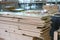 MDF boards stacked up inside factory workshop