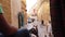 Mdina, Malta, 5th November 2023 - Recreational horse carriage ride in narrow streets of Mdina, Malta slow motion, POV