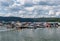 Mead Township, Pennsylvania, USA August 3, 2021 Boats docked in the Kinzua Wolf Run Marina on the Allegheny Reservoir in the Alleg