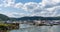 Mead Township, Pennsylvania, USA August 3, 2021 Boats docked in the Kinzua Wolf Run Marina on the Allegheny Reservoir in the Alleg