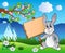Meadow with bunny holding board