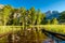 Meadow with flooded boardwalk in Yosemite