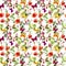 Meadow flowers and butterflies repeating pattern. Watercolor