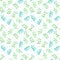 Meadow flowers, spring grass. Cute ditsy repeating pattern. Watercolor