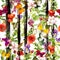 Meadow flowers, wild grass, summer butterflies at monochrome striped pattern. Repeating floral background. Summer
