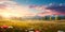 Meadow Sunrise scenic panorama with a sun-kissed meadow, showcasing the beauty of morning light.