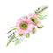 Meadow wild flower decoration. watercolor illustration. Spring tender poppy, daisy, lavender flowers beautiful rustic