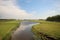 Meadows, ditches and weed flowers of the lowest polder of Europe named Zuidplaspolder in the Netherlands