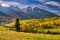 Meadows over Zdiar village under Belianske Tatras mountains during autumn