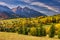 Meadows over Zdiar village under Belianske Tatras mountains during autumn