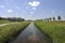 Meadows, roads and canals in water storage Eendragtspolder in Zevenhuizen