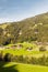 Meadows with wooden houses