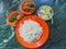 Meal in Bangladesh - Rice, Alo vorta, Shim borta and chicken cur