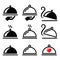 Meal, dinner, food platter icons set