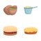 Meal icons set cartoon vector. Various dish and dessert