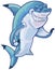 Mean Gesturing Shark Mascot Vector Cartoon Clip Art Illustration