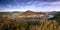 Meander named Porta Bohemica in valley of european river Elbe when viewes from Mlynaruv kamen lookout in czech central mountains t