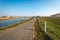 Meandering country road on a sunny winter day