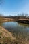 Meandering Odra river in early spring CHKO Poodri in Czech republic