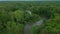 Meanders river delta river dron aerial video shot inland in floodplain forest and lowlands wetland swamp, quadcopter