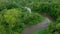 Meanders river delta river dron aerial video shot inland in floodplain forest and lowlands wetland swamp, quadcopter