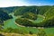 Meanders at rocky river Uvac gorge on sunny morning