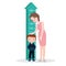 Measure child kid height mother woman ruler meter grow healthy full color